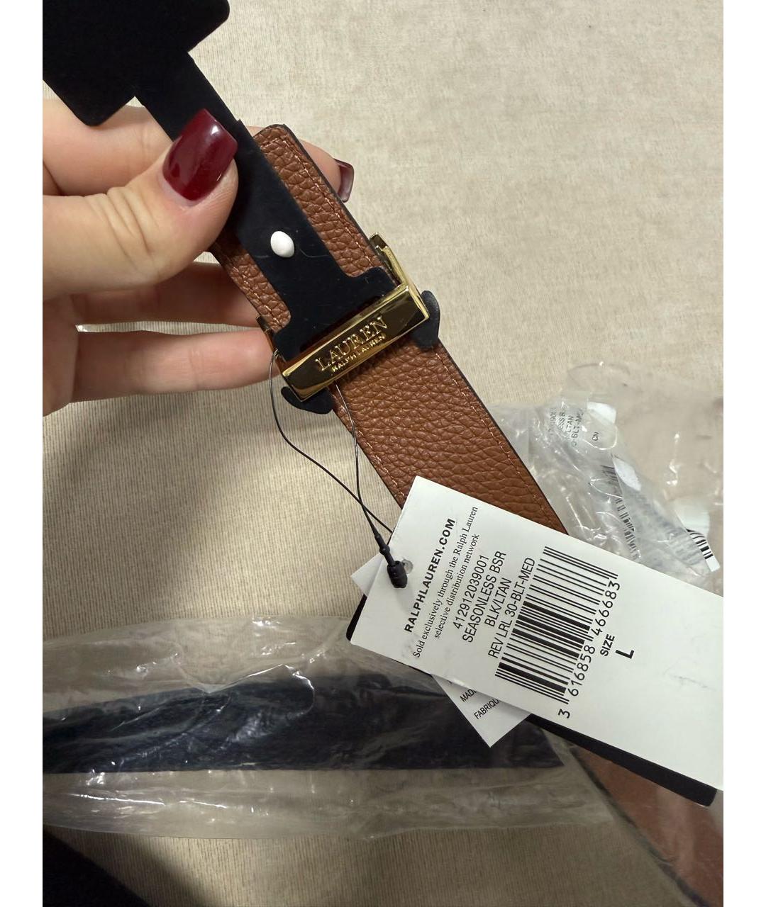 RALPH LAUREN Черный кожаный ремень, фото 4