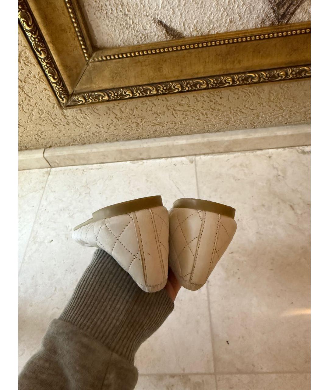 PRETTY BALLERINAS Бежевые кожаные балетки, фото 7