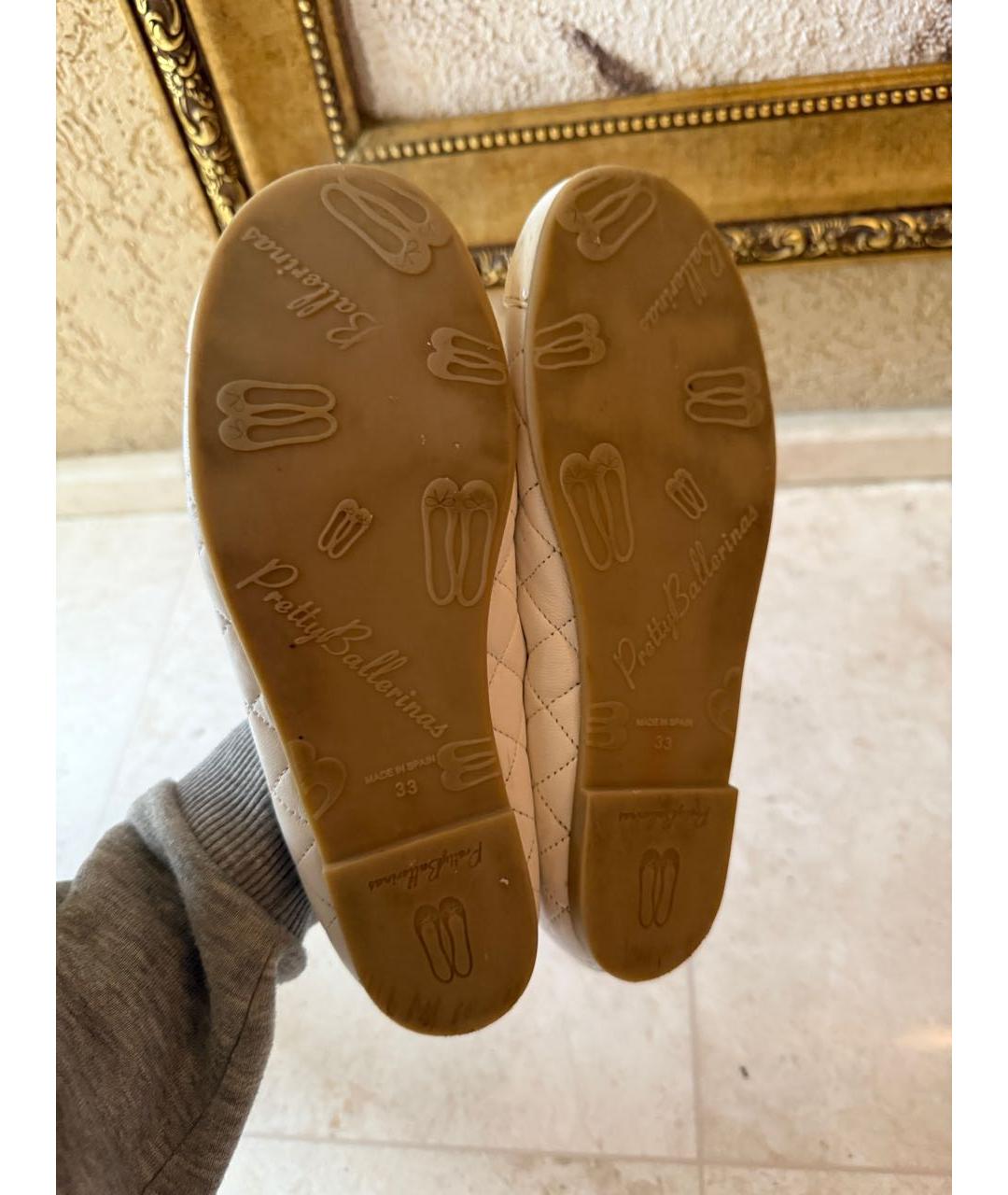 PRETTY BALLERINAS Бежевые кожаные балетки, фото 6