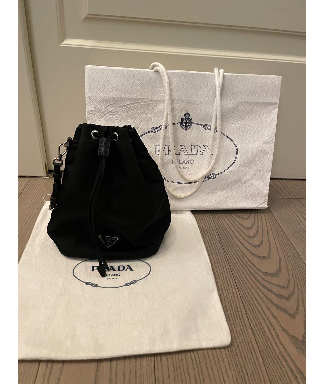 PRADA Черная тканевая сумка с короткими ручками, фото 5