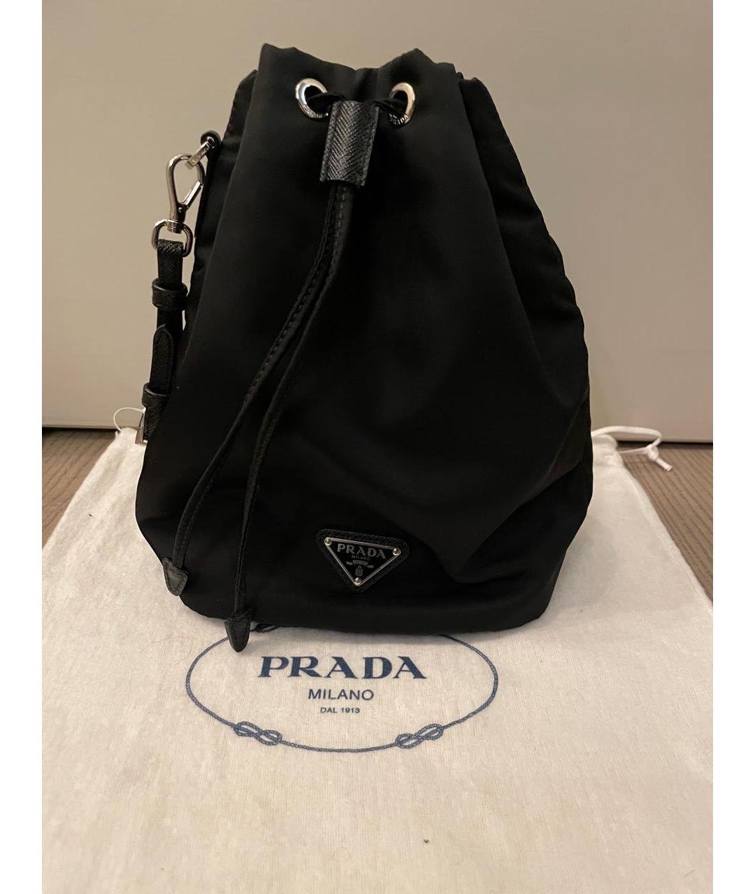 PRADA Черная тканевая сумка с короткими ручками, фото 9