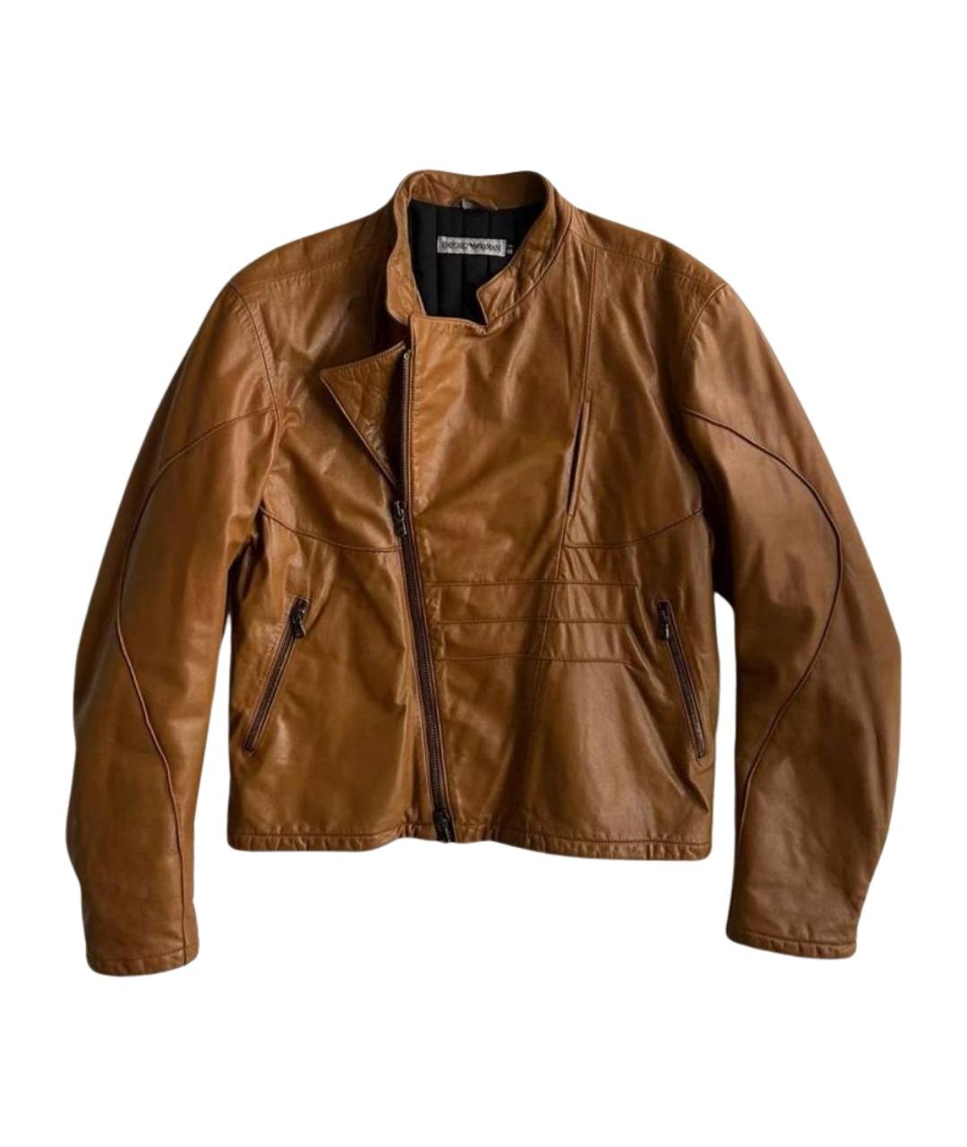 EMPORIO ARMANI Оранжевая кожаная куртка, фото 1