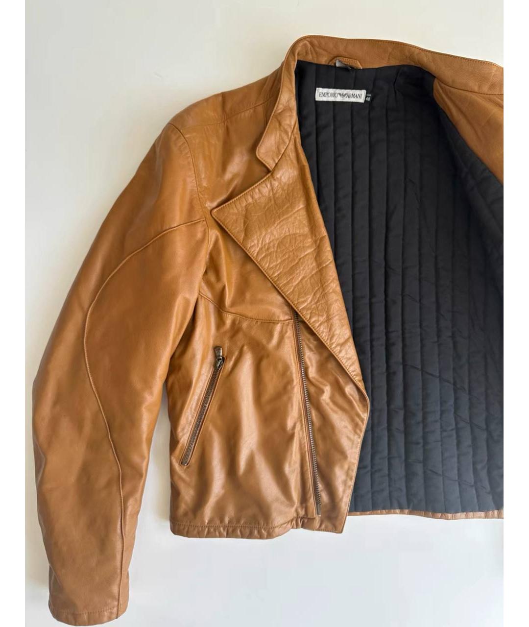 EMPORIO ARMANI Оранжевая кожаная куртка, фото 2
