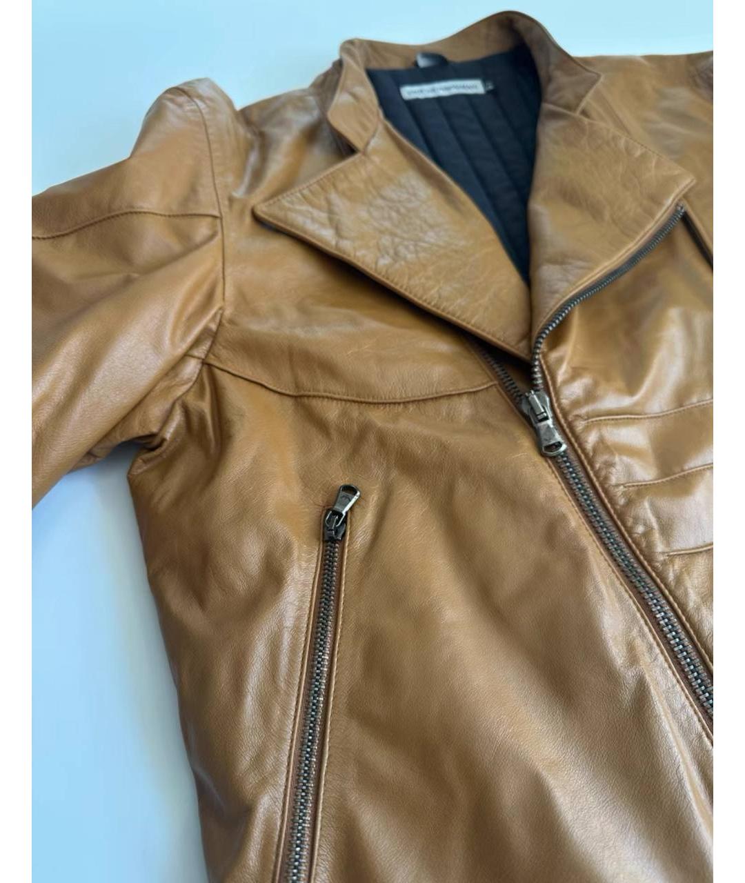 EMPORIO ARMANI Оранжевая кожаная куртка, фото 3