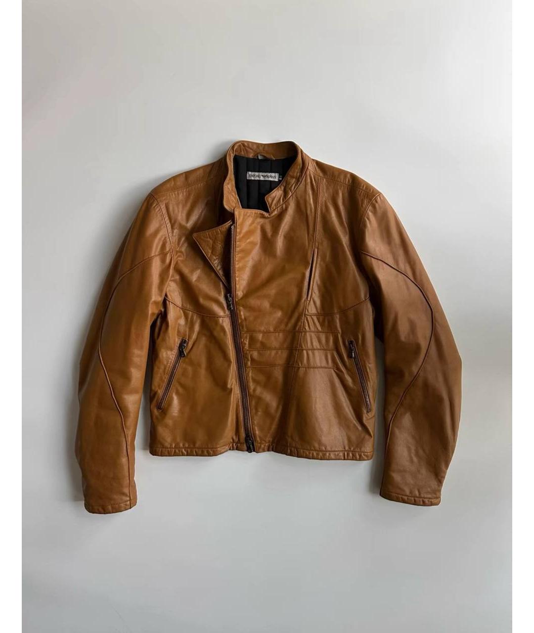 EMPORIO ARMANI Оранжевая кожаная куртка, фото 5