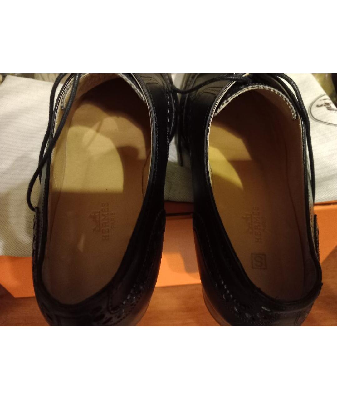 HERMES Черные кожаные низкие ботинки, фото 3