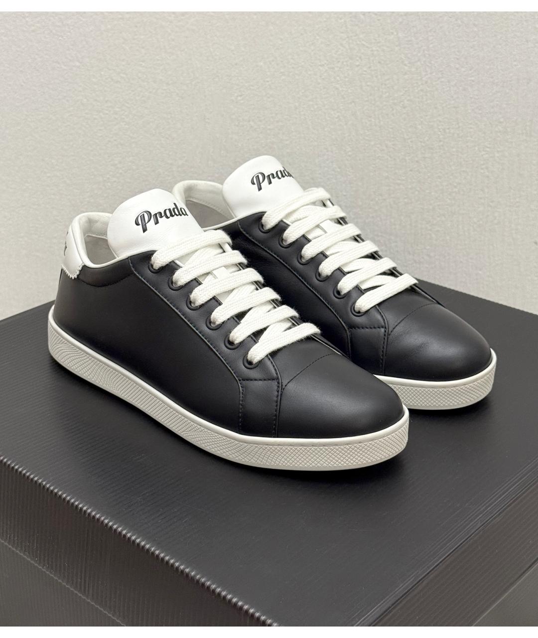 PRADA Черные кожаные кеды, фото 2