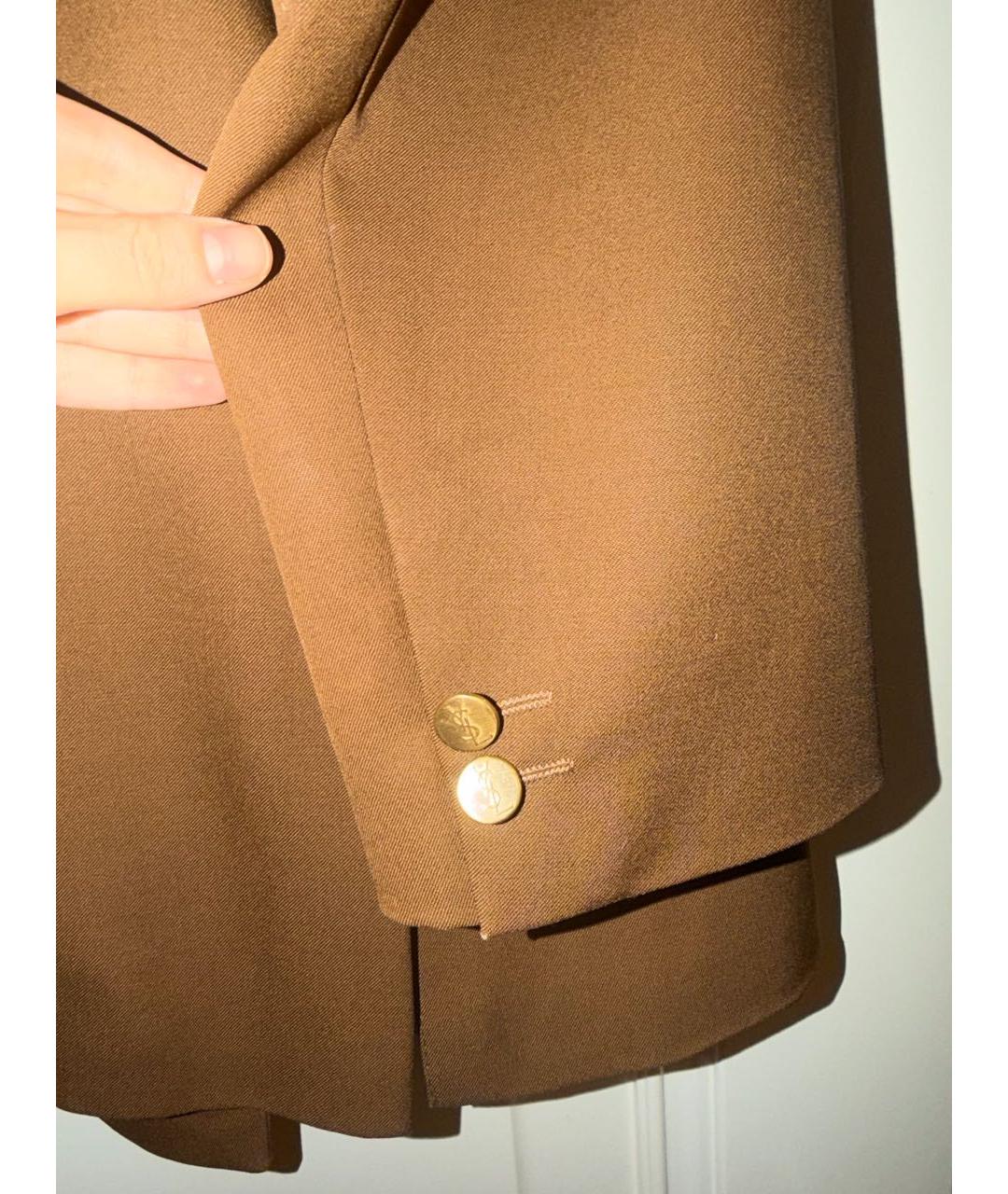 YVES SAINT LAURENT VINTAGE Коричневый шерстяной жакет/пиджак, фото 5