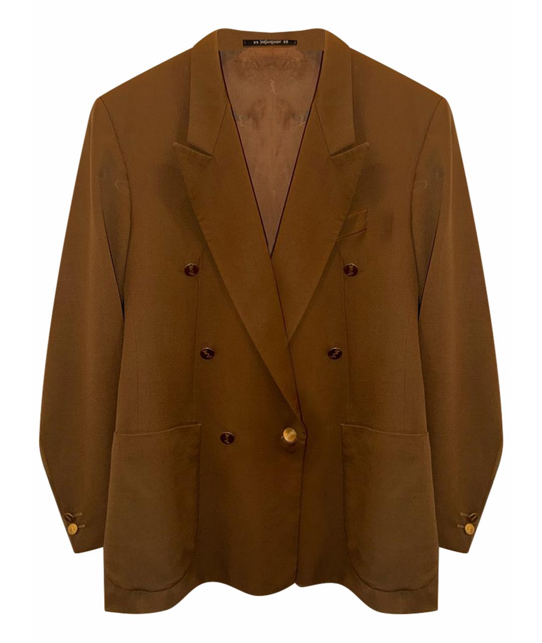 YVES SAINT LAURENT VINTAGE Коричневый шерстяной жакет/пиджак, фото 1
