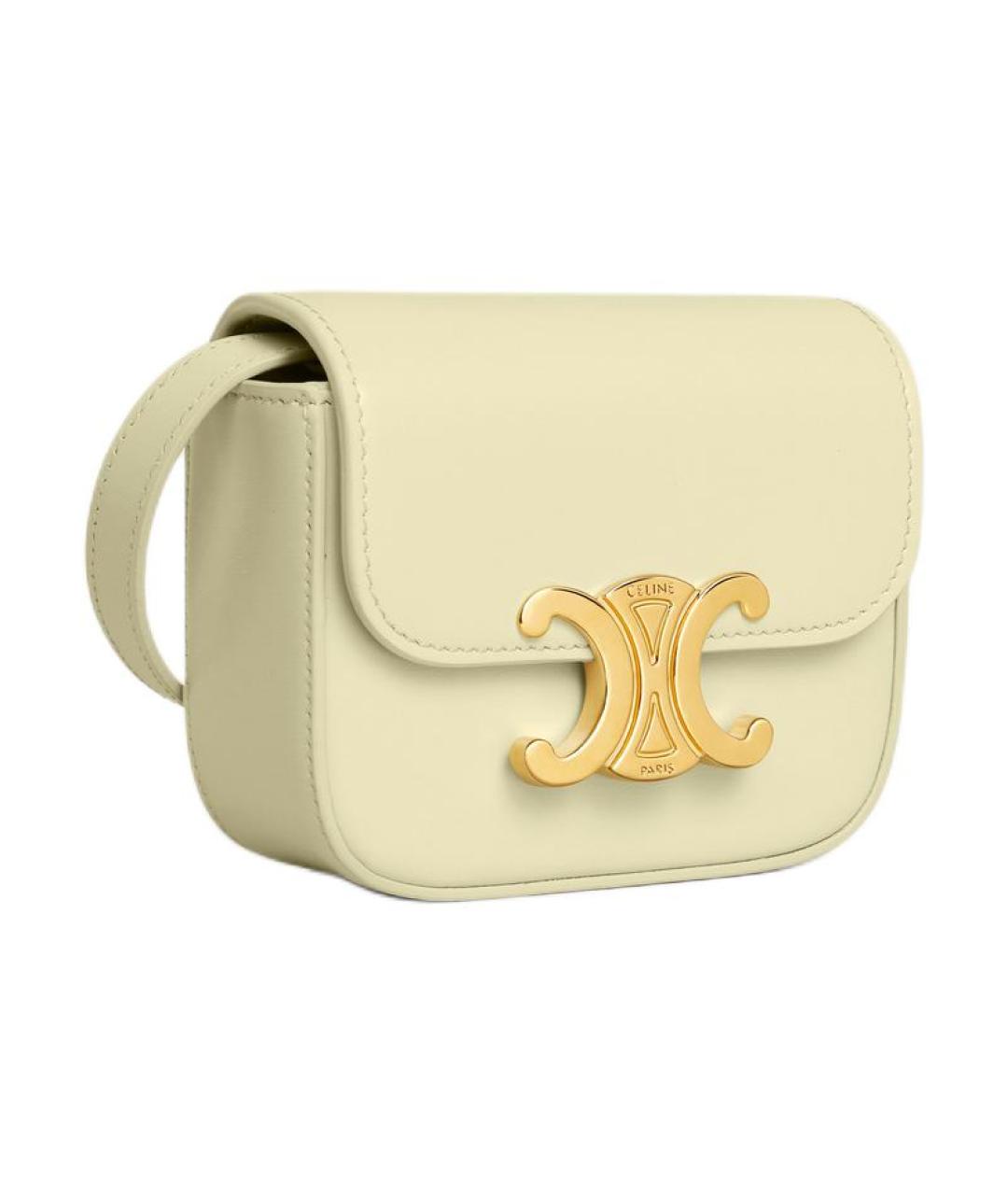 CELINE Желтая кожаная сумка через плечо, фото 3