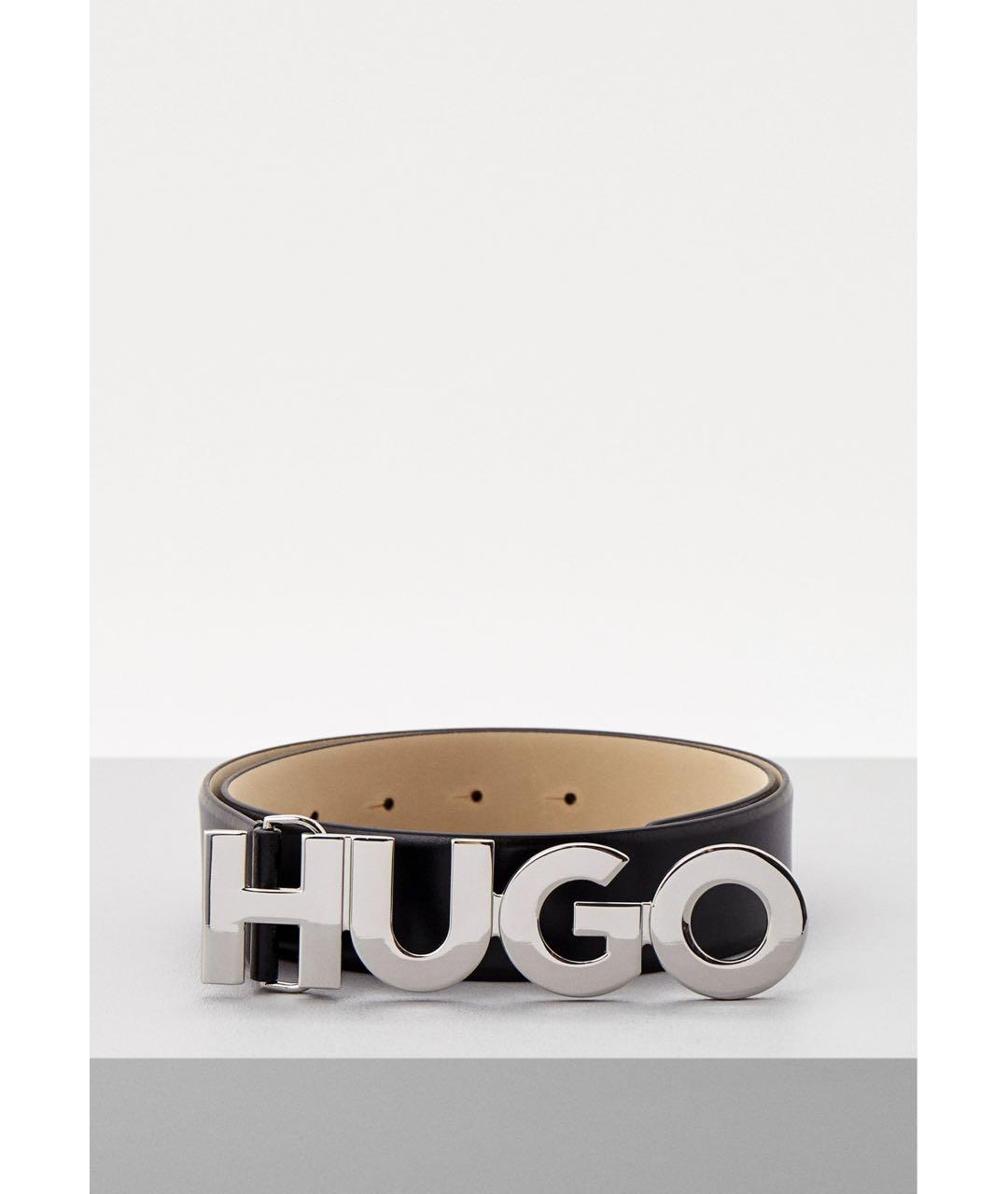 HUGO Черный кожаный ремень, фото 6