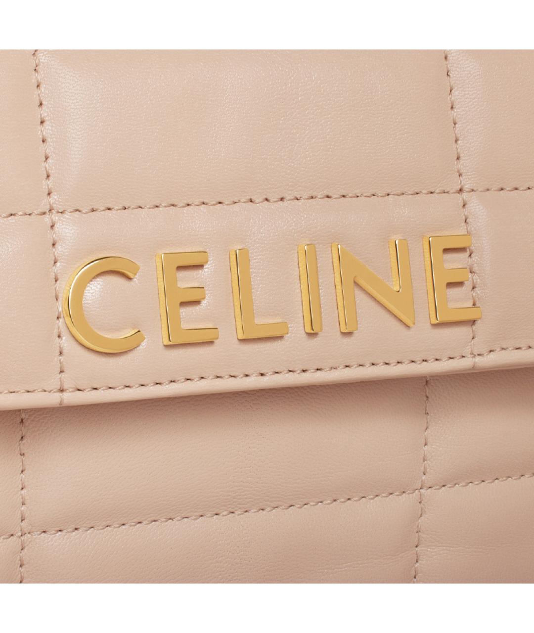 CELINE Бежевая кожаная сумка через плечо, фото 5