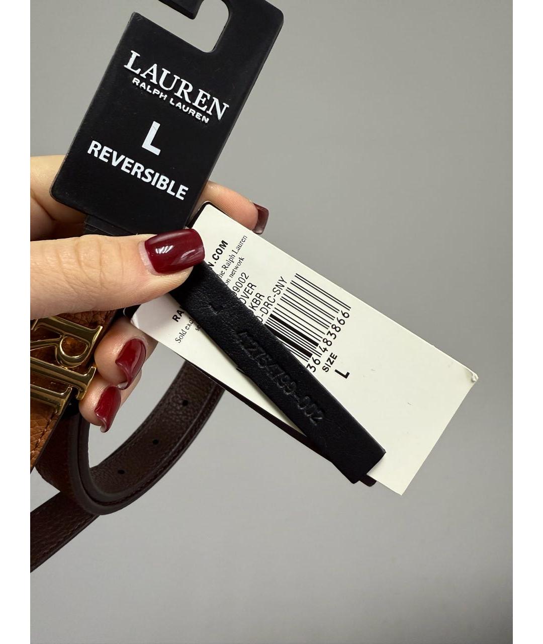 RALPH LAUREN Коричневый кожаный ремень, фото 4