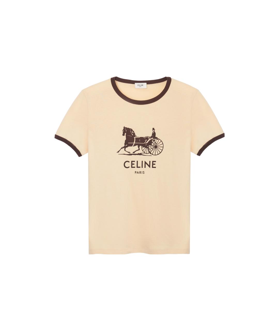 CELINE Бежевая хлопковая футболка, фото 1