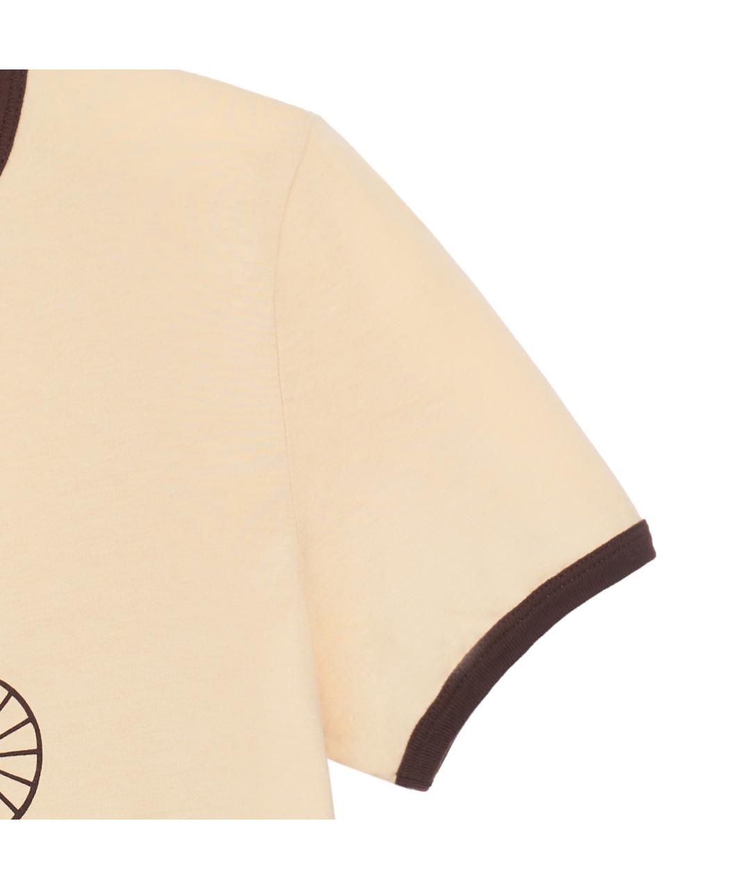 CELINE Бежевая хлопковая футболка, фото 5