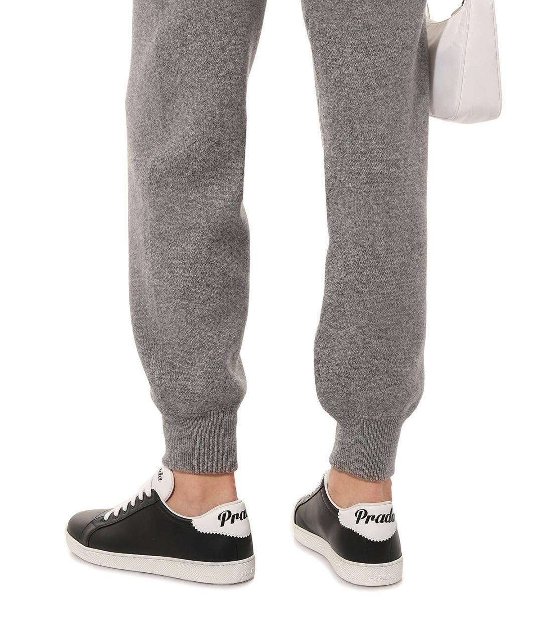 PRADA Черные кожаные низкие кроссовки / кеды, фото 6