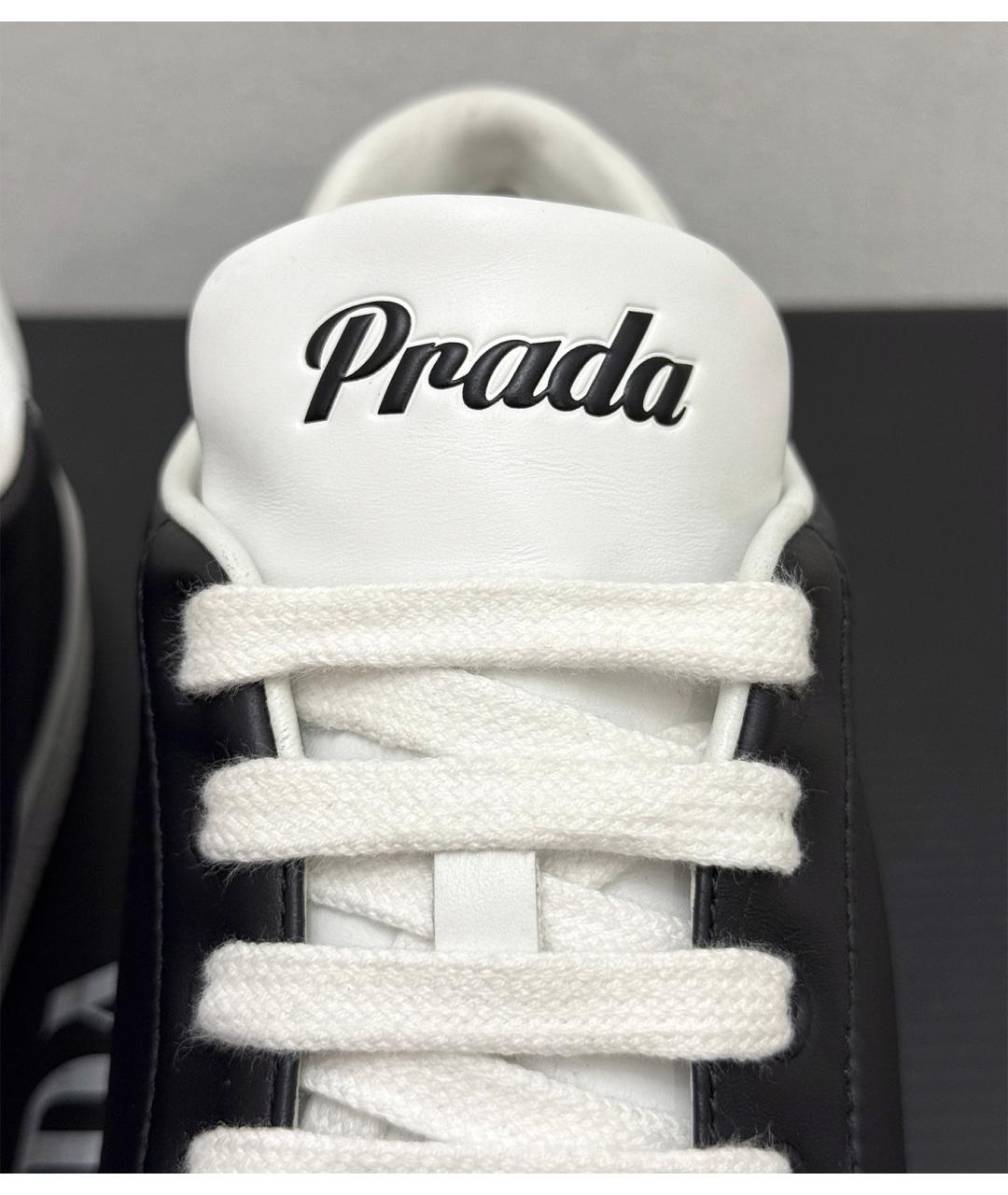 PRADA Черные кожаные низкие кроссовки / кеды, фото 5