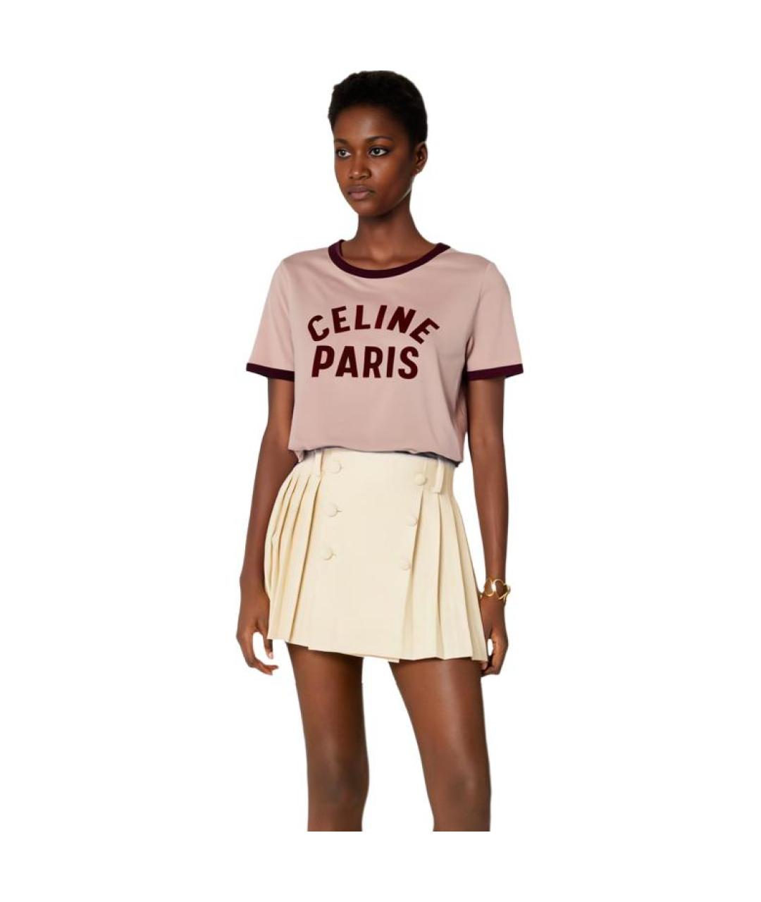CELINE Розовая хлопковая футболка, фото 3