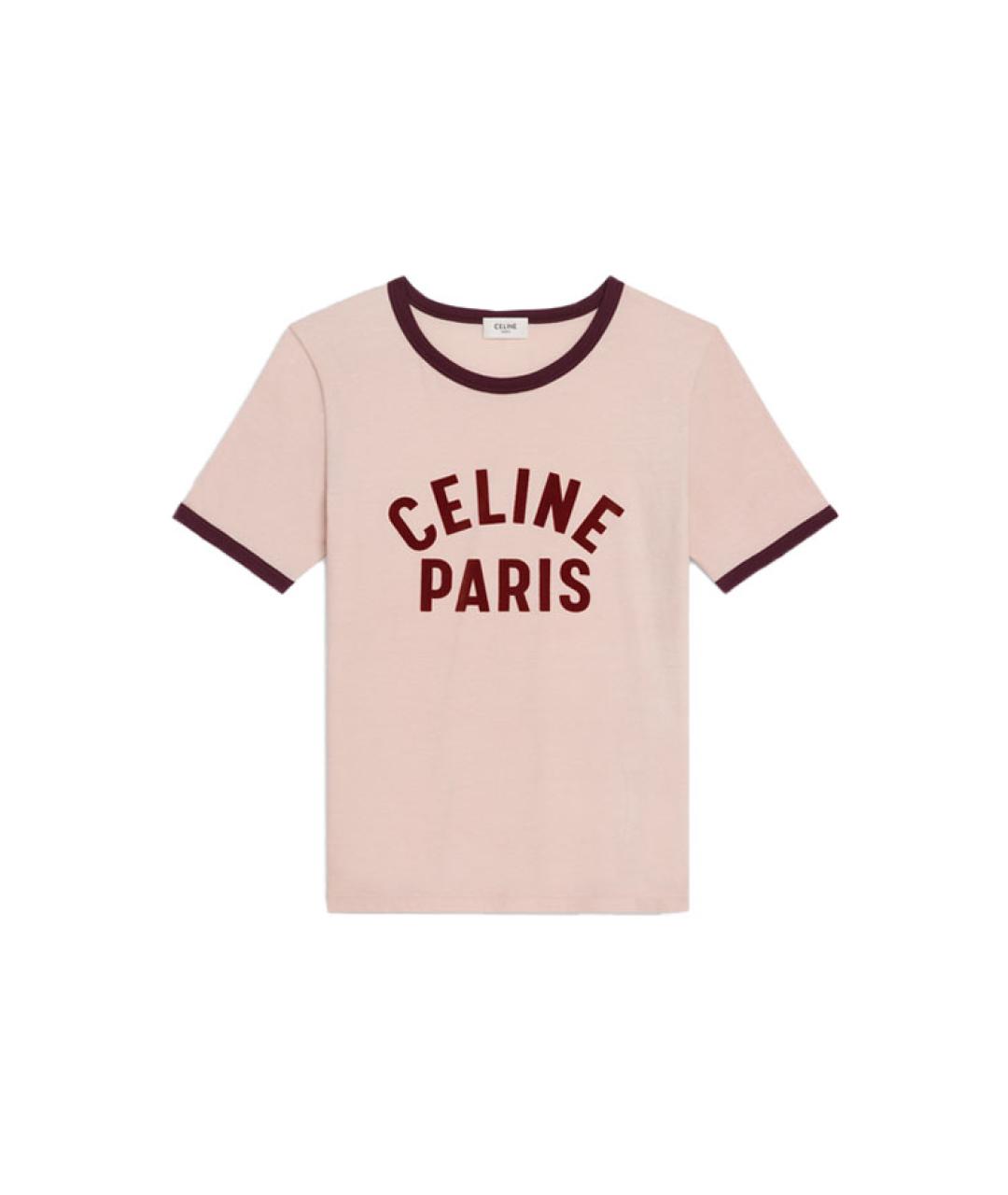 CELINE Розовая хлопковая футболка, фото 1