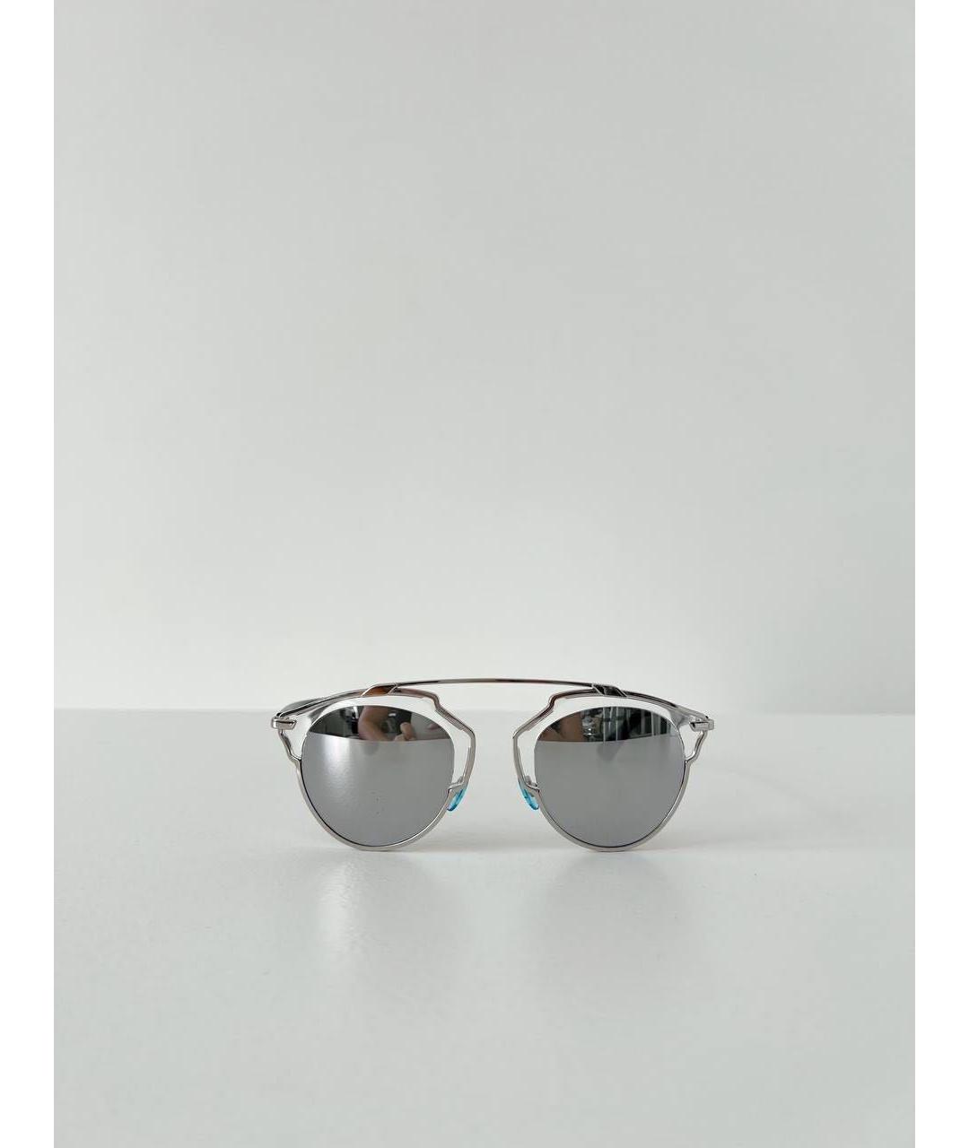CHRISTIAN DIOR Серебряные металлические солнцезащитные очки, фото 9