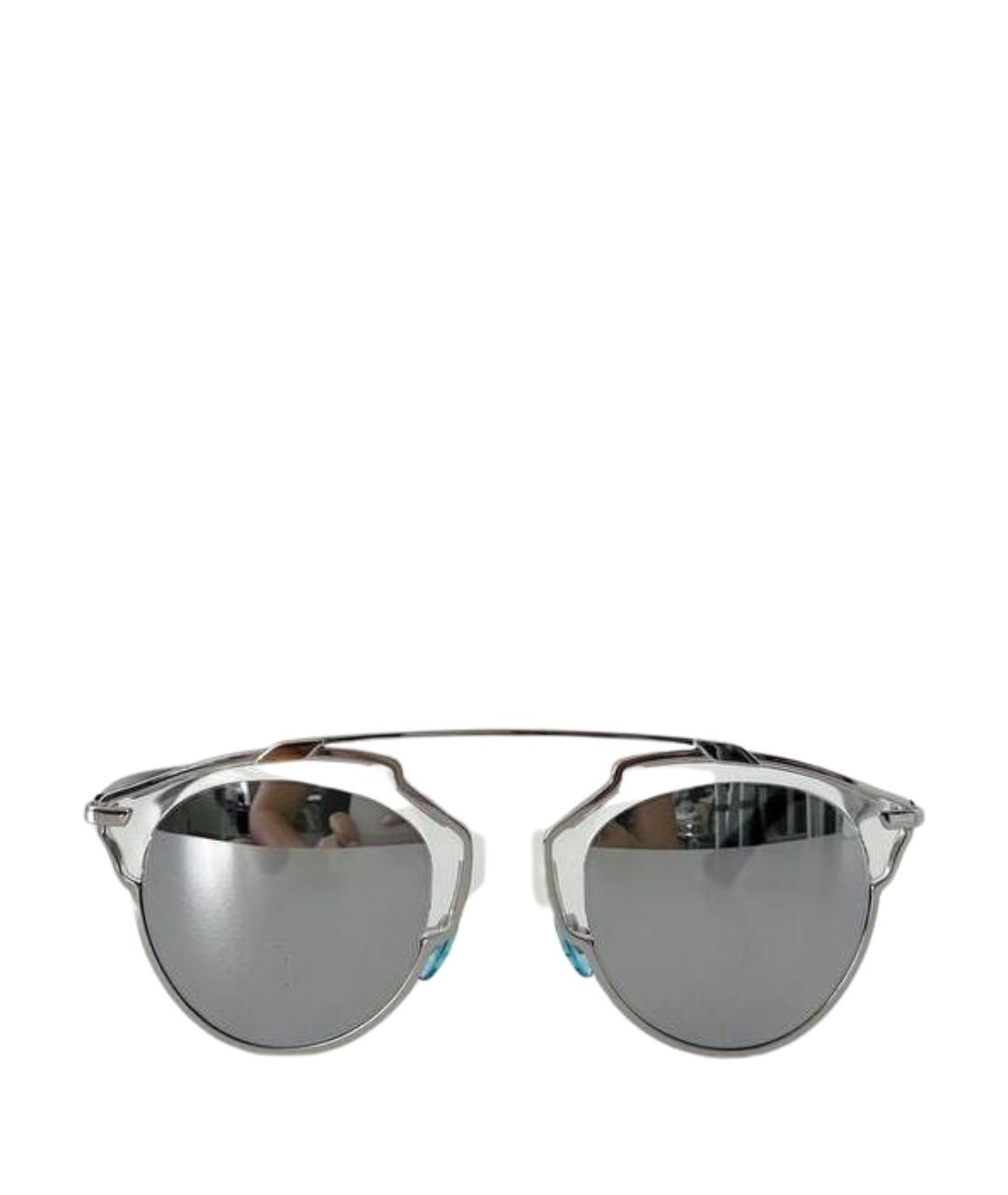 CHRISTIAN DIOR Серебряные металлические солнцезащитные очки, фото 1