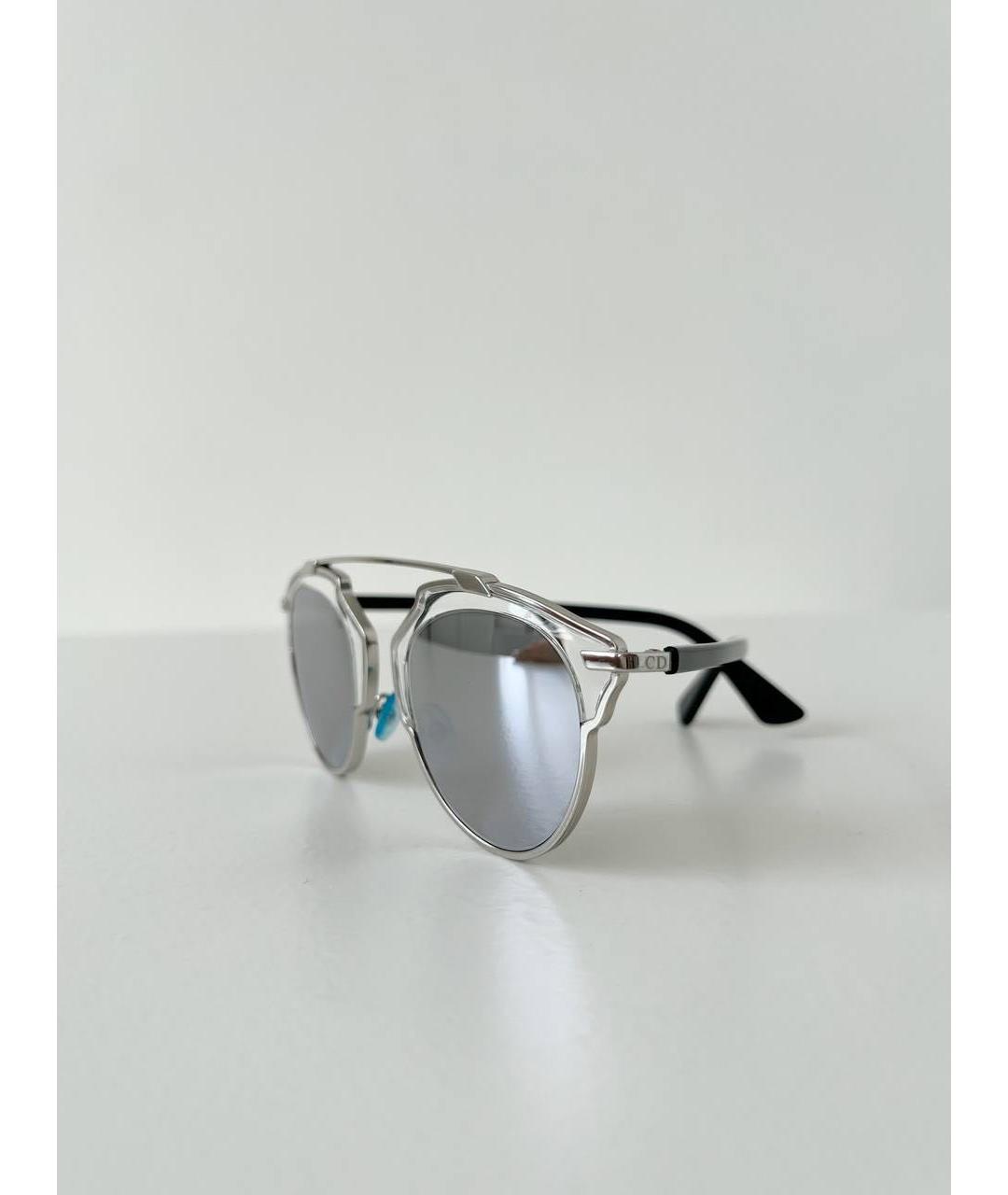 CHRISTIAN DIOR Серебряные металлические солнцезащитные очки, фото 5