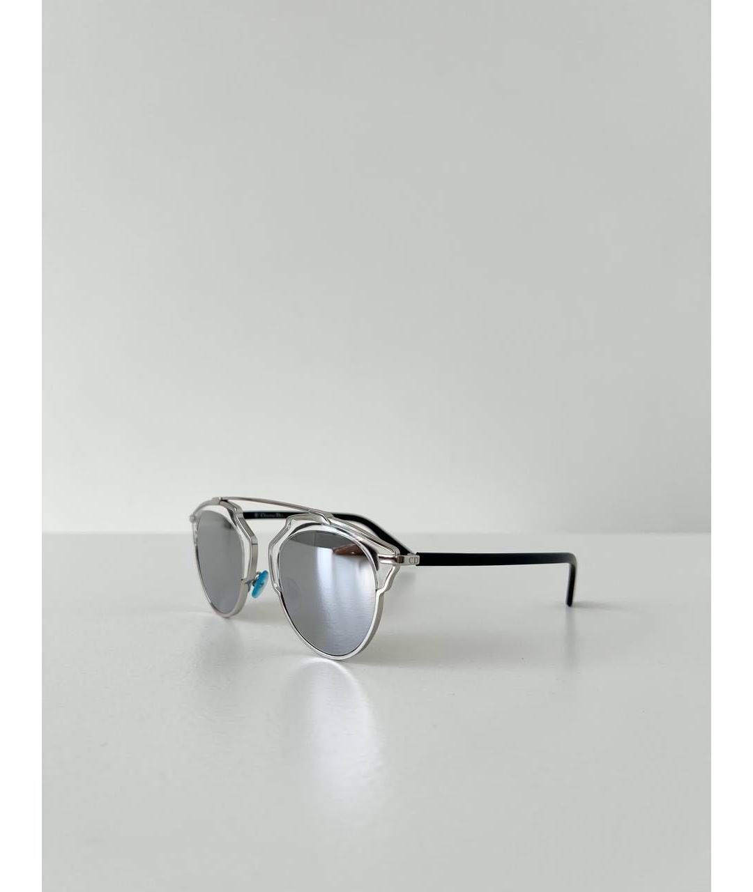 CHRISTIAN DIOR Серебряные металлические солнцезащитные очки, фото 7