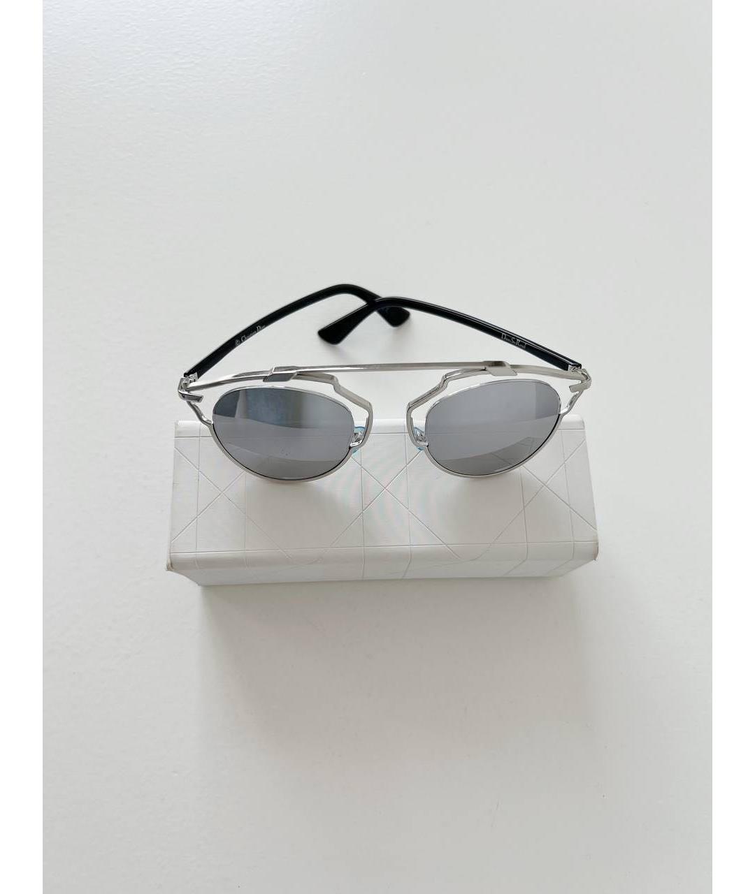 CHRISTIAN DIOR Серебряные металлические солнцезащитные очки, фото 8
