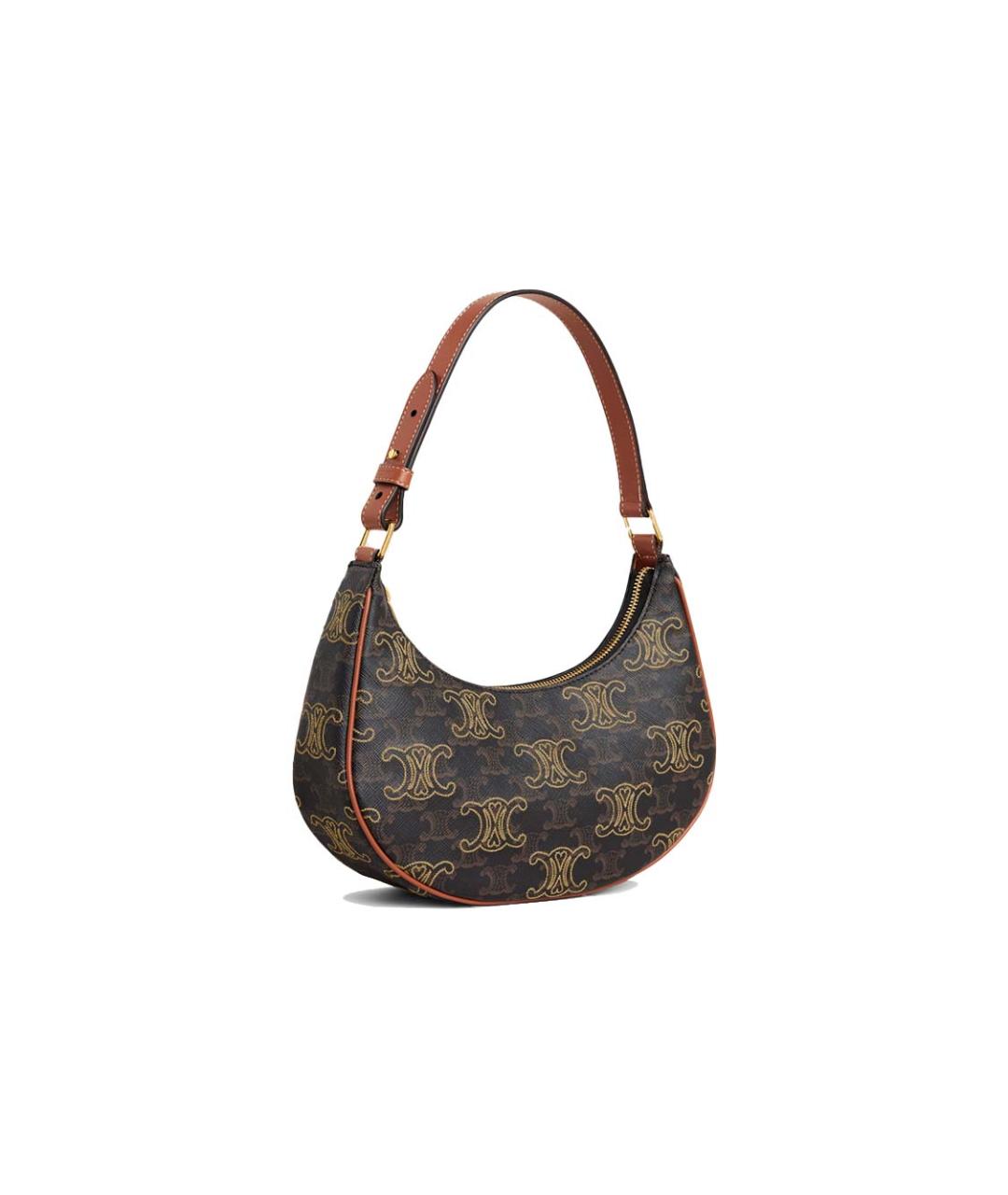 CELINE Коричневая кожаная сумка с короткими ручками, фото 2