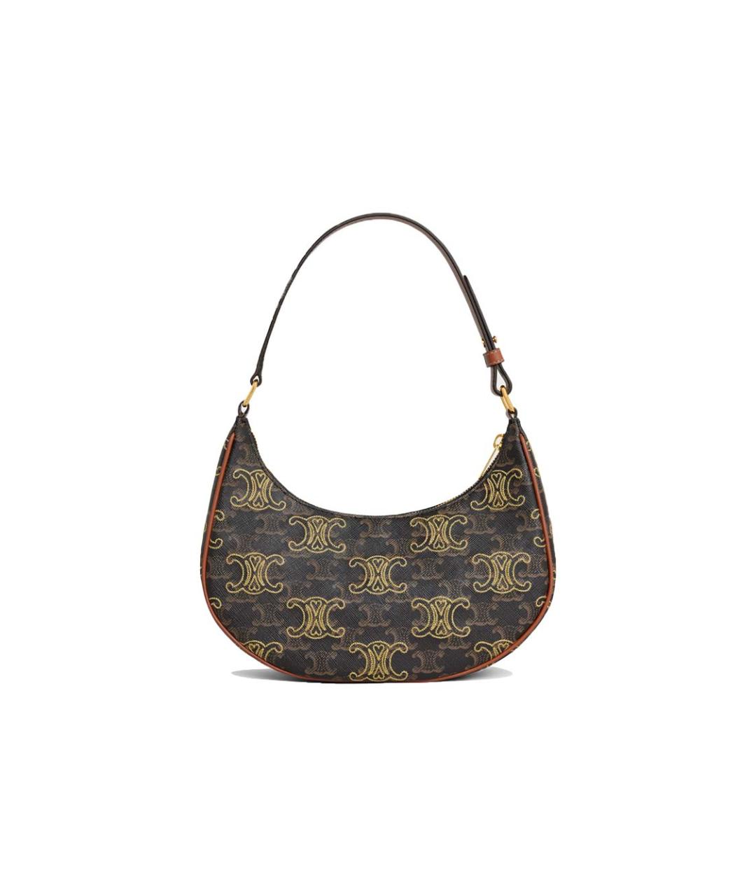 CELINE Коричневая кожаная сумка с короткими ручками, фото 3