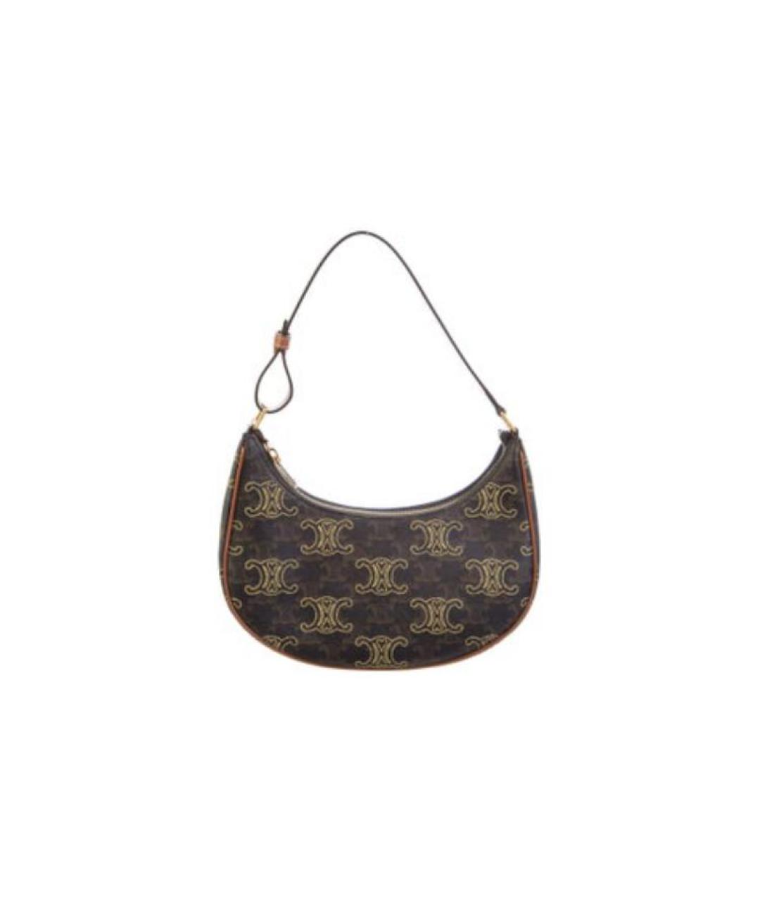 CELINE Коричневая кожаная сумка с короткими ручками, фото 4