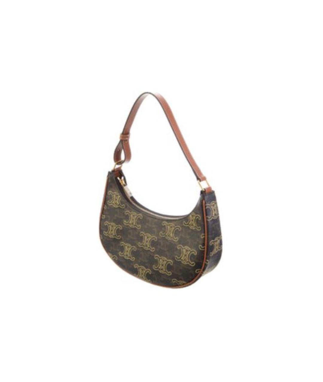 CELINE Коричневая кожаная сумка с короткими ручками, фото 5