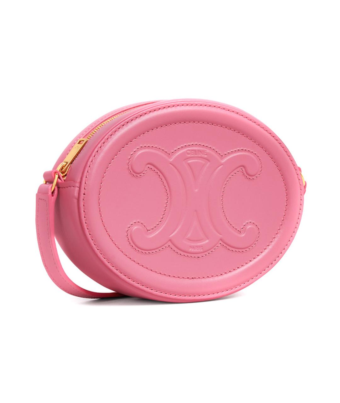 CELINE Розовая кожаная сумка через плечо, фото 3