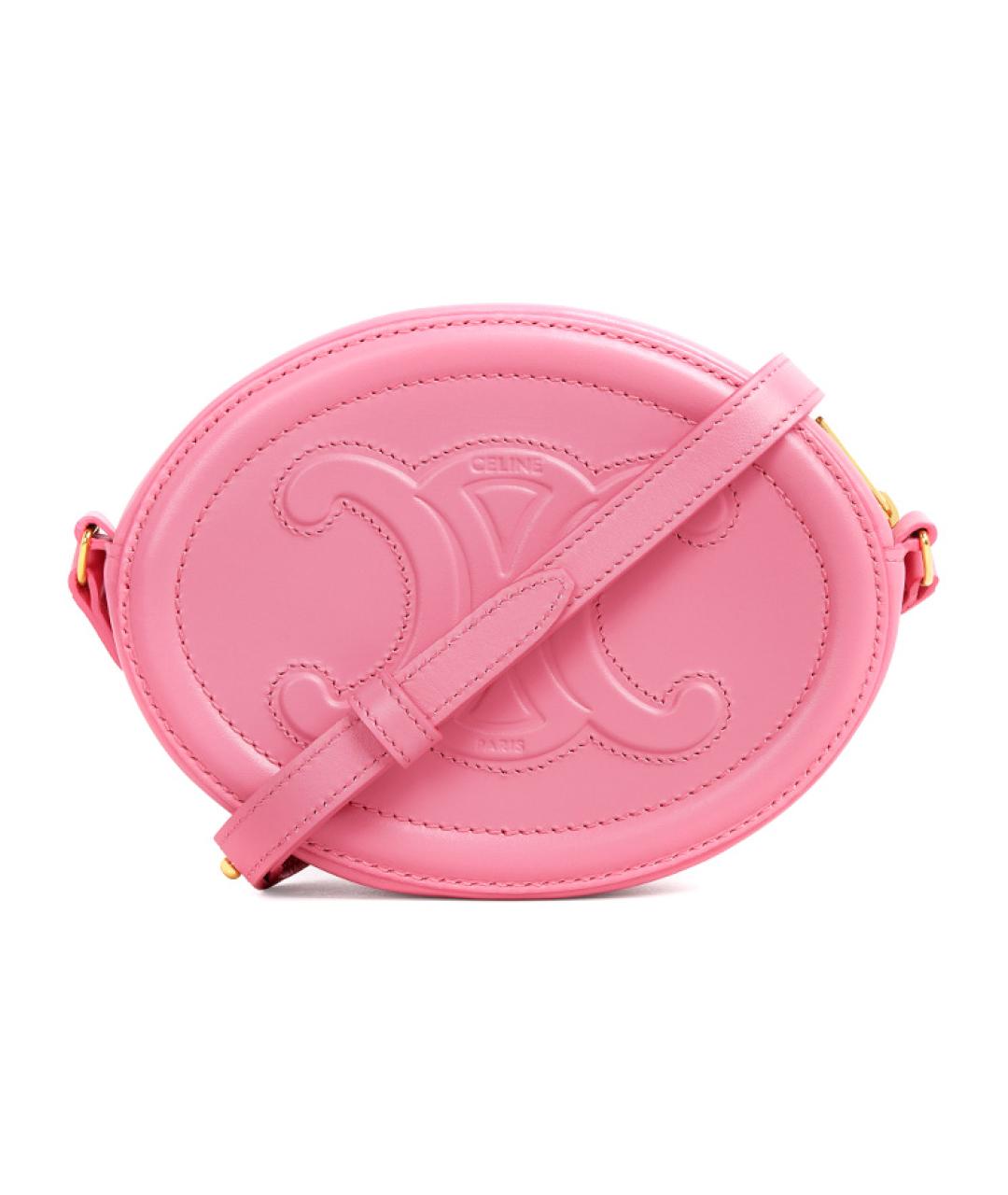 CELINE Розовая кожаная сумка через плечо, фото 2