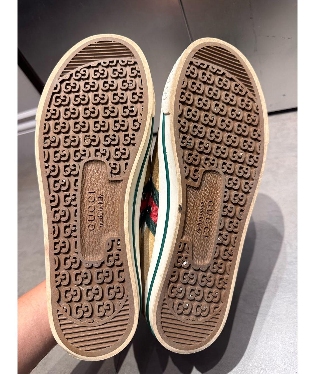 GUCCI Бежевые замшевые кеды, фото 5