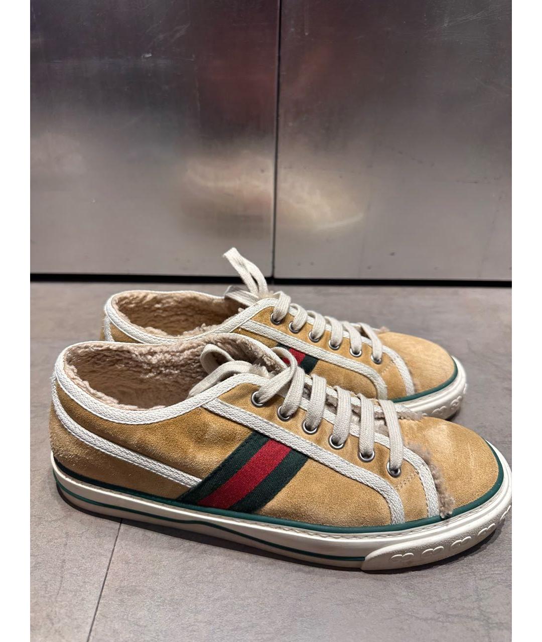 GUCCI Бежевые замшевые кеды, фото 6