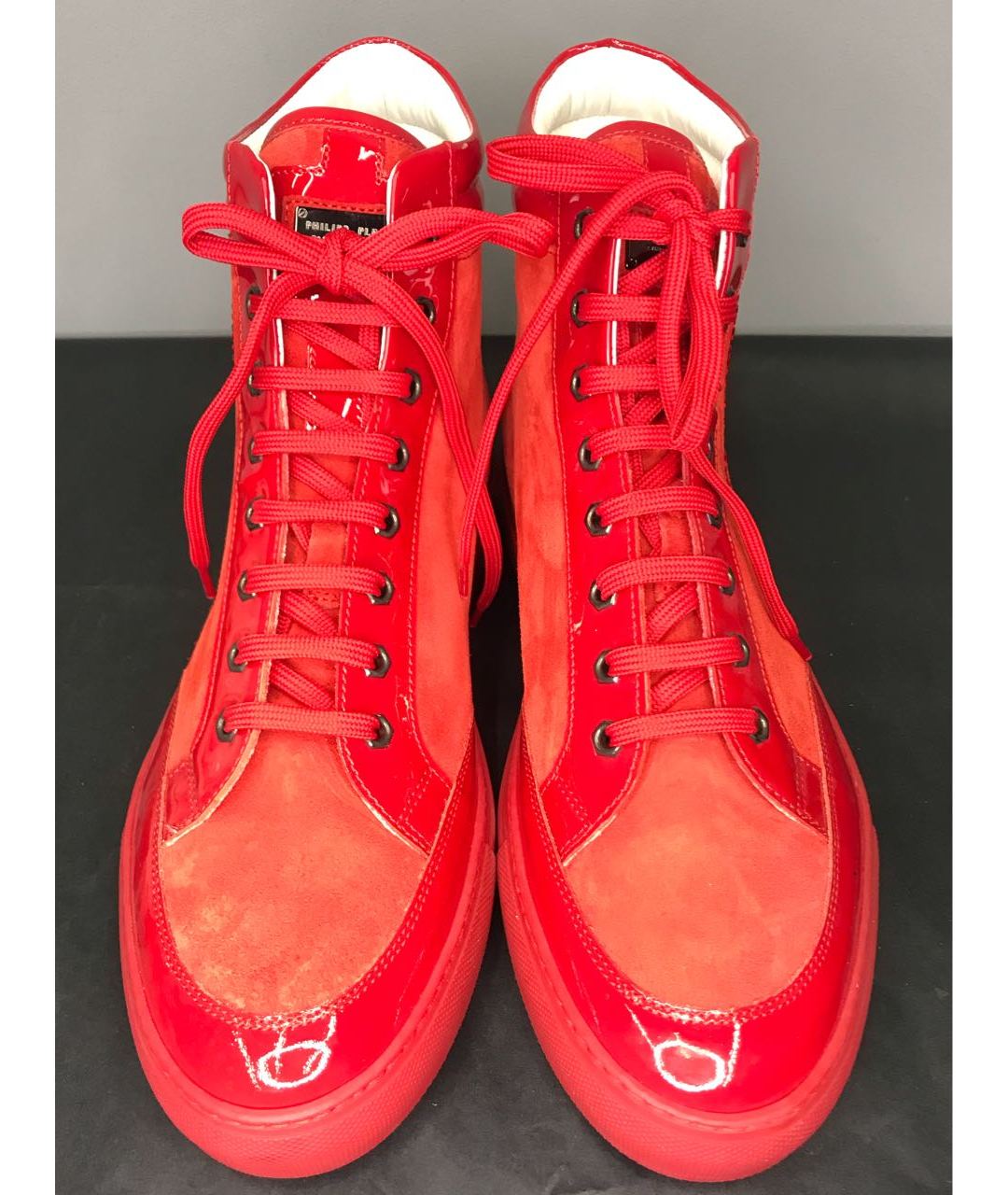 PHILIPP PLEIN Красные замшевые высокие кроссовки / кеды, фото 3