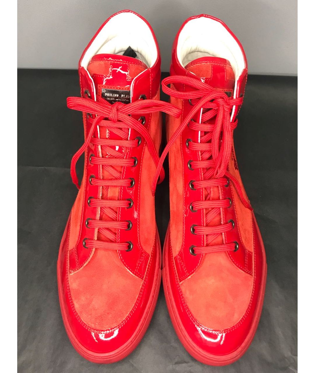 PHILIPP PLEIN Красные замшевые высокие кроссовки / кеды, фото 4