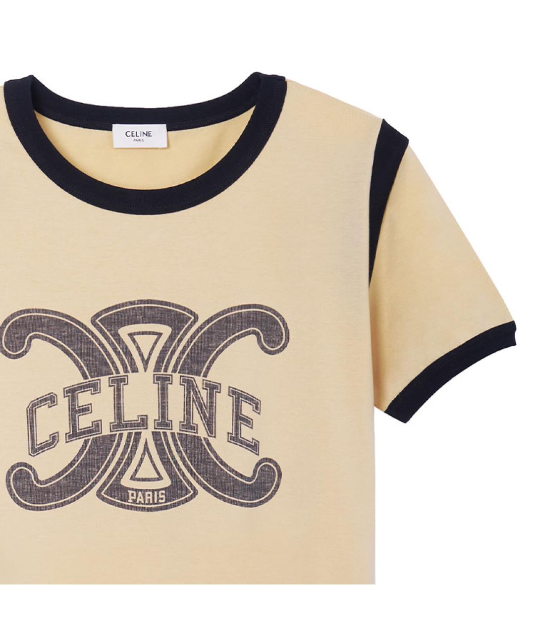 CELINE Желтая хлопковая футболка, фото 5