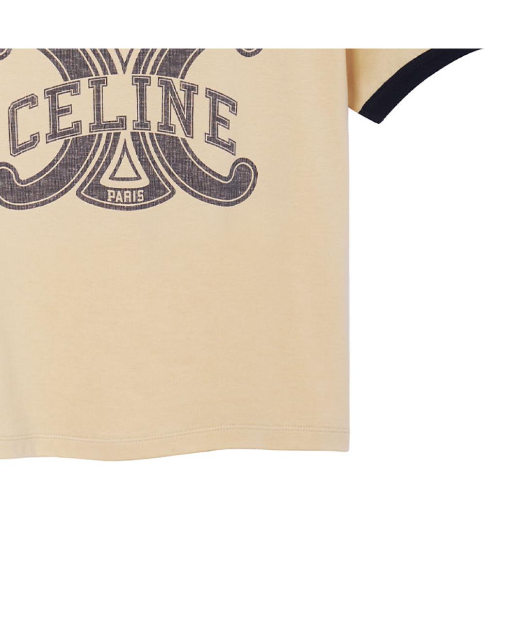 CELINE Желтая хлопковая футболка, фото 6
