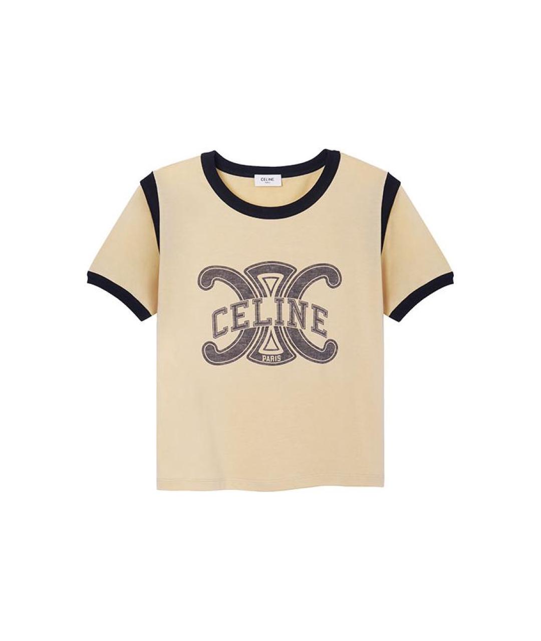 CELINE Желтая хлопковая футболка, фото 1