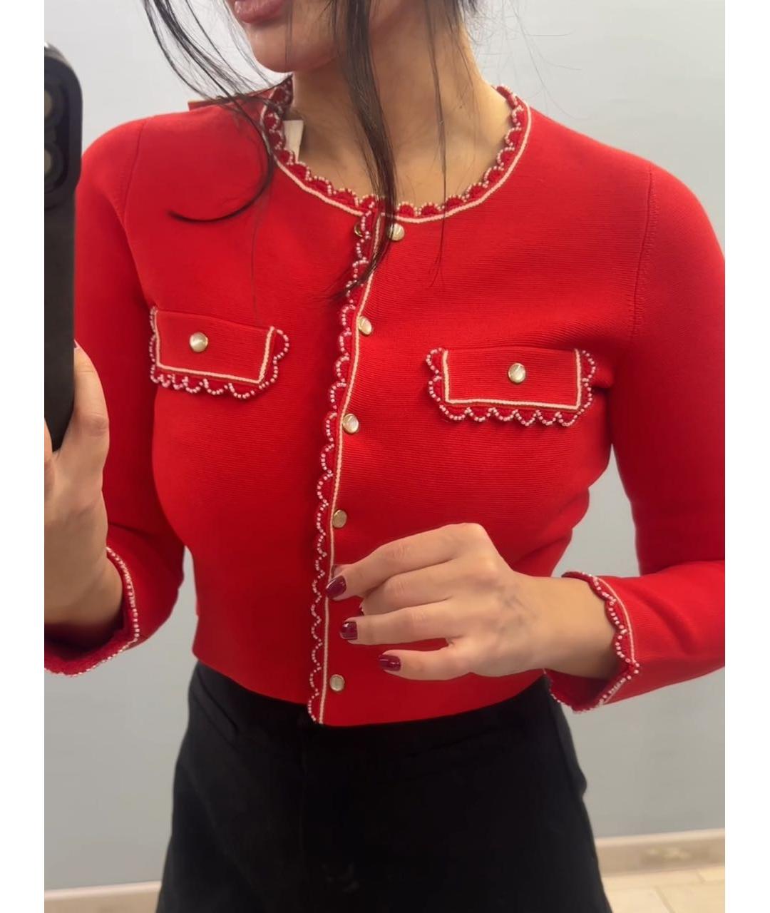 SANDRO Красный полиэстеровый кардиган, фото 5