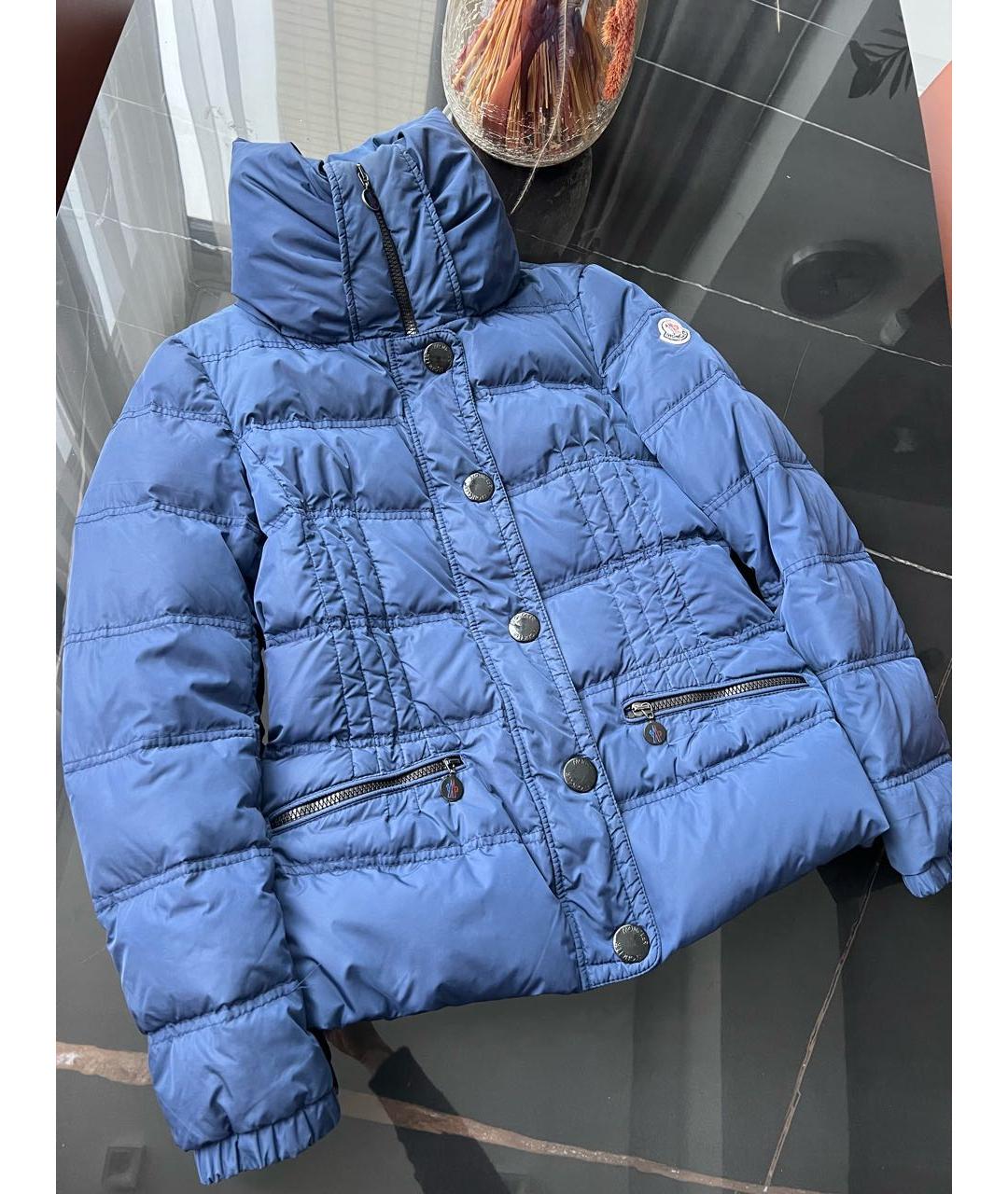 MONCLER Темно-синий полиэстеровый пуховик, фото 9