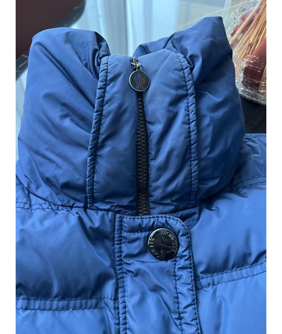 MONCLER Темно-синий полиэстеровый пуховик, фото 4