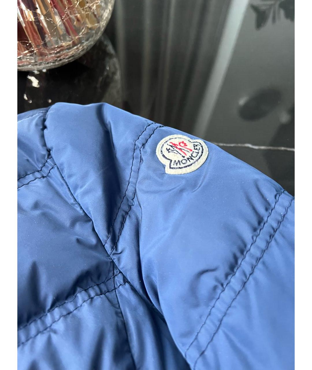 MONCLER Темно-синий полиэстеровый пуховик, фото 8