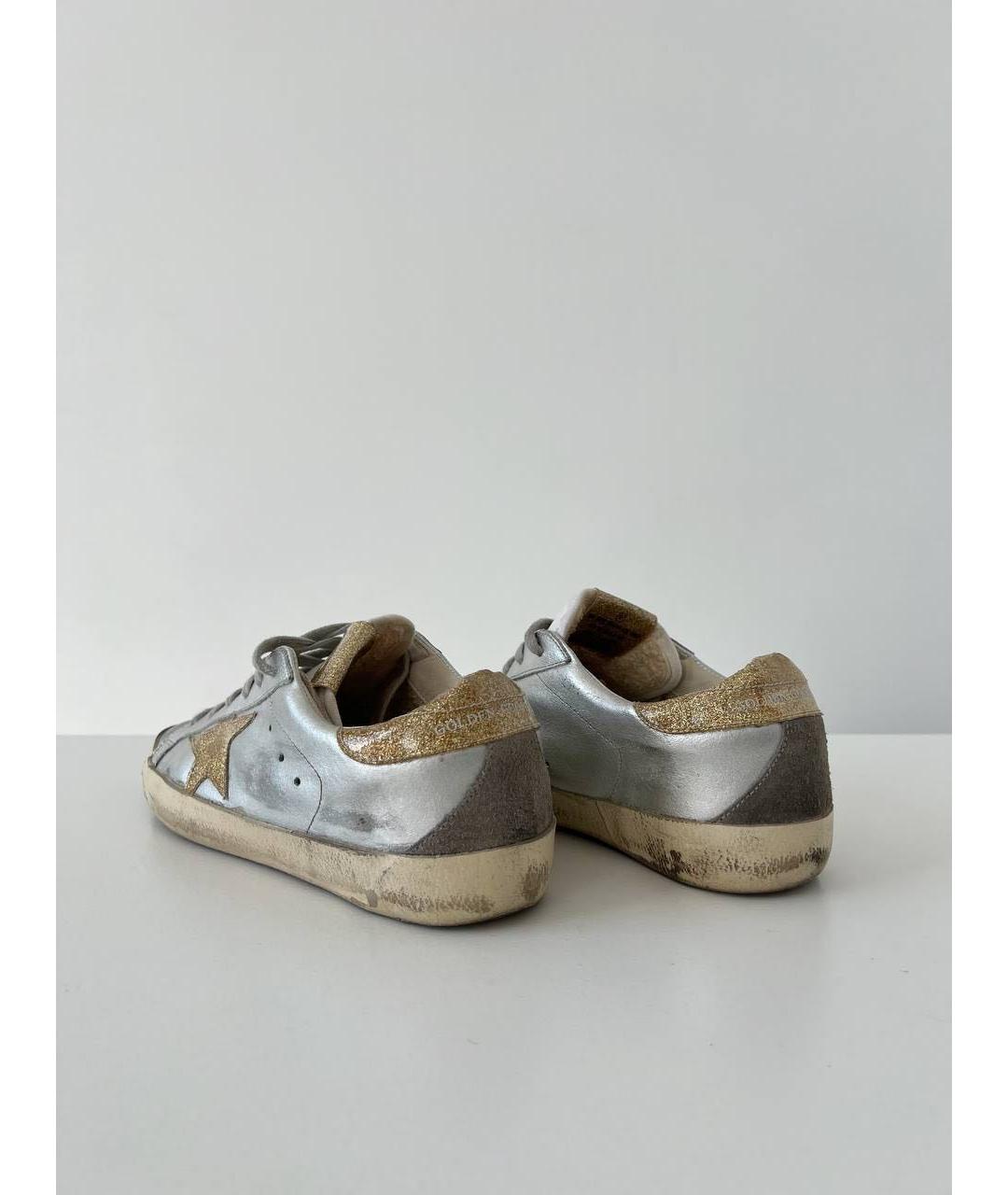 GOLDEN GOOSE DELUXE BRAND Серебряные кожаные кеды, фото 4