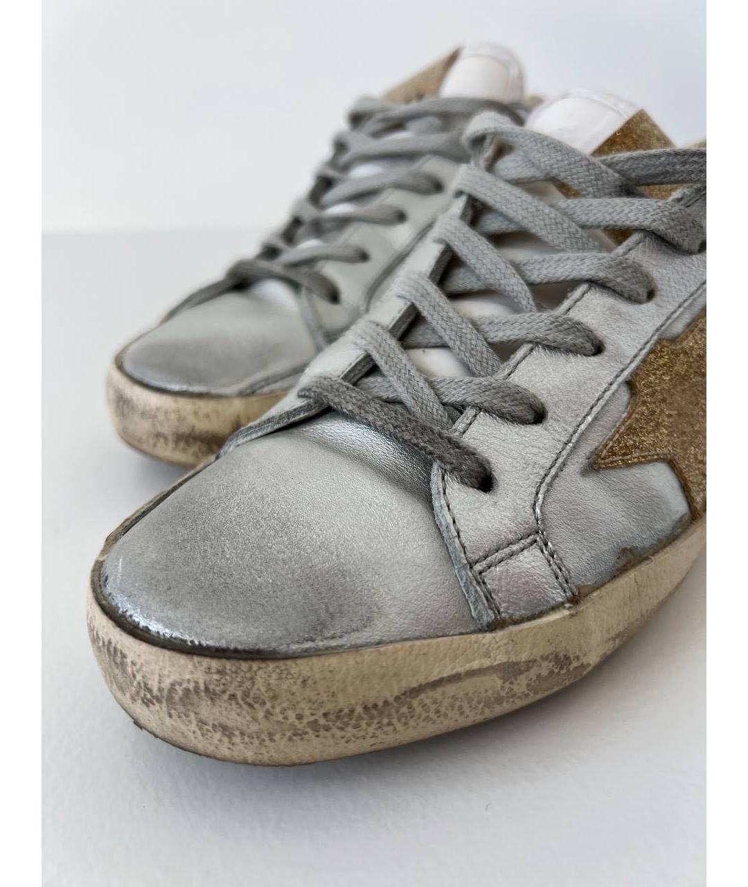 GOLDEN GOOSE DELUXE BRAND Серебряные кожаные кеды, фото 6