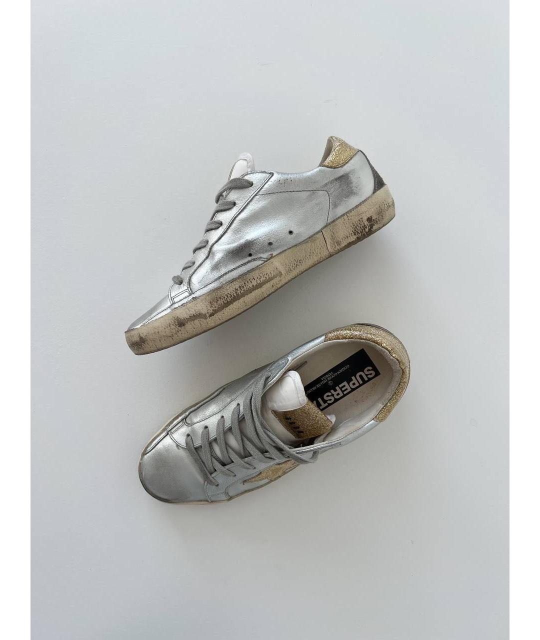 GOLDEN GOOSE DELUXE BRAND Серебряные кожаные кеды, фото 5