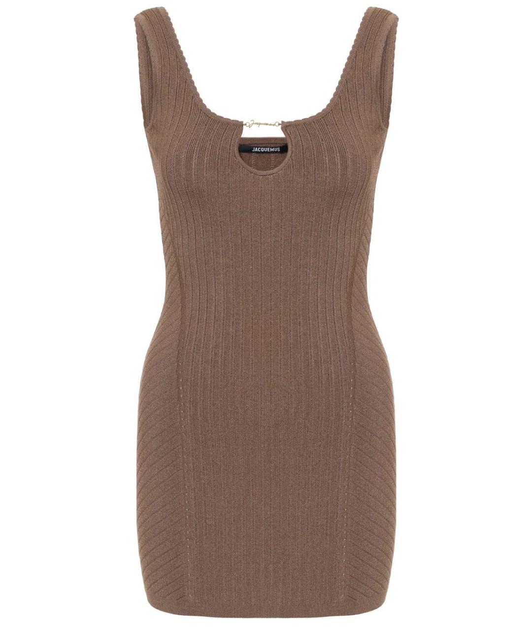 JACQUEMUS Коричневое хлопковое коктейльное платье, фото 4