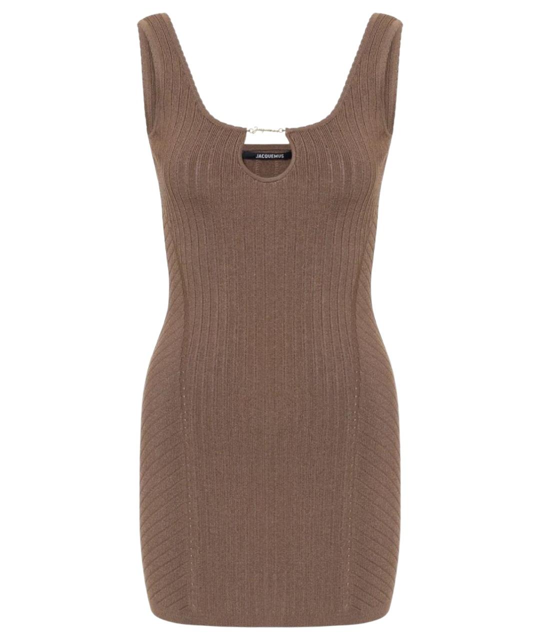 JACQUEMUS Коричневое хлопковое коктейльное платье, фото 1